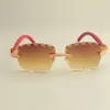 Nova lente de gravação de venda quente 8300177 óculos de sol moda xl diamante guarda-sol espelho de madeira natural templo óculos de sol unissex