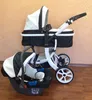 Strollers Luxury Baby Stroller 3 In 1 New Pu Leather And Car Seat High Landscape Portable Pushchair White Pram1 Drop Delivery Kids Mat Dhmov