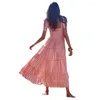 Casual Dresses Womens Floral Bohemian Long Dress Spaghetti Straps Sleeveless Boho Beach Maxi Swing Summer Midi