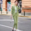 Green Blazer och två stycken sätter byxor för kvinnliga kläder kvinnor 2 byxuppsättning byxor kostymer rosa trend mode co ord xxl d 240327