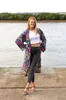 Neues böhmisches Sommer-Buntdruck-ethnisches, stilvolles Modell mit langen Ärmeln, Bikini-Vertuschung, eleganter Damen-Cardigan-Kimono-Kaftan