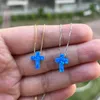 Pingentes sintéticos OP03 Mint / OP05 Blue Cross Opal Colar Moda com corrente de caixa ou O