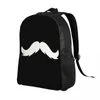 Sac à dos personnalisé mode guidon moustache sacs à dos hommes femmes décontracté bookbag pour collège école visage cheveux barbe sacs