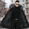 Cappotto caldo spesso Cappotto invernale da uomo Cappotto Parker da uomo medio e Lg Pelliccia in una giacca di pelliccia termica Fodera staccabile da uomo 24Rp #