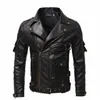 vintage Ghost Rider Motorcycle Multi-zip Jacket Lapel Pu Parka Plus Size Fat Singer Show Leather Man P5tF#