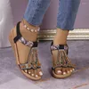 Klänningskor Fashion Ankle Buckle Wedges Sandaler för kvinnor sommar 2024 Patchwork Platform Sandles Woman Thick Sole Gladiator Sandalias Mujer