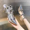 Sexy 197 High Sandals Heels Women Party Shoes Summer Pointed Toe Dress Slippers 2024 Slides Pumps Flip Flops Mujer