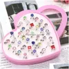 Cluster Ringen Childrens Love Box Water Diamond Alloy Ring Meisje Speelgoed Klein Cadeau Jie Zi Baby Schattig Handwerk Drop Delivery Sieraden Dhrfd