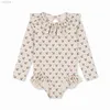 Maillot de bain une pièce pour bébés filles, imprimé mignon, manches longues, fendu, nouvelle collection 2024, KS, 24327