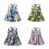 Baby Girls Flower Printed Dress Princess Kids Clothes Children Toddler Flower Print Birthday Party Clothing Kid Youth White Skirts size 70-130cm Z7CE#