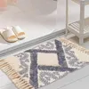 Tappeti Marocco Tappeto stampato Retro Bohemian Cotone Lino Delicatezza Tappeti Nappe trapuntate con tappeto Zerbino da bagno