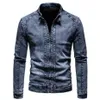 Veste en jean noir hommes veste de moto printemps automne Slim Fit vestes Fi décontracté col montant Denim manteau mâle t5Pt #