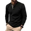 Frühlings-Herren-POLO-Shirt, täglich, lässig, Waffel, hochwertig und fiable, LG-Ärmel, Herren-Sport- und Freizeit-Revers-Top U0Qr #