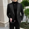 Boutique mens fashionable business double breasted casual gentleman Korean version British style wedding elegant host jacket 240327