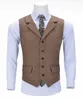 Coletes masculinos Tweed Mens Busin Vest Boutique Wool Plaid Slim Fit Herringbe Cinza Cott Terno Colete para Groomsmen de Casamento F7TN #