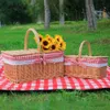 Storage Baskets Rattan Picnic Basket Woven er Outdoor Camping Storage Hamper with Handle Bread Fruit Food Breakfast Flower Orginazer Basket