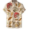 Мужские повседневные рубашки с мультяшной живописью, 3d принтом, рубашка с грибами, мужские летние гавайские пляжные рубашки большого размера, топы с короткими рукавами, блузка Aloha с лацканами