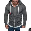 Hoodies dos homens moletons Mens Plus Size Tracksuit 2021 Outono Inverno Dstring Bolso Com Capuz Moletom Manga Longa Zip Slim Casaco Ma DHT4R