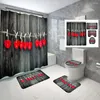 Shower Curtains Vintage Wood Grain Style Curtain Set Non-slip Mat Toilet Bathroom Decor Waterproof Personality