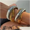 Bangle Ins Vintage Stainless Steel Polished Elastic Double Bracelet For Women Girl Fashion Gypsy Jewelry Gift Drop Delivery Bracelets Dhrh0