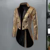 Party Sequin Sequin Glitter Jacket för män Stand Collar Nightclub Prom Suit Coat Shiny Embelled Stage Tuxedo Clothes Patch 64JX#