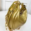 Mulheres super mini bolsa de couro designer sacos de ombro 8 cores com corrente de ouro senhora lua forma moda feminina totes sacos