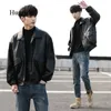 2021 Mens Loose Style Motorcycle Biker Leather Men Fi Leather Coats Male Bomber Jacket b93e#