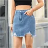 Kjolar för kvinnor denim mini kjol bodycon trendig sommar casual jean elastic midja plus size s m l xl xxl drop leverans klädkammar ota7p