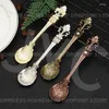 Spoons Stainless Steel Coffee Spoon Retro Iris Dessert Arabian Style Tea-spoon Ice Cream Mug Tableware Kitchen Accessories