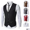 Men'S Vests Men Business Formal Mens Waistcoat Fashion Groom Tuxedos Wear Bridegroom Casual Slim Vest Custom Made With Drop Delivery A Dh8Qm