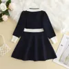 Girl's Dresses New Years Red Girl Knitting Wool Long Sleeve Splicing Dress Spring and Autumn New Girl Baby Bow Fashion Dress Christmas Clothes yq240327