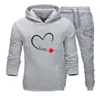 Tute da uomo e abbigliamento sportivo da coppia stampato da donna "I'm With Her" Camicia con cappuccio Pantaloni Set da due pezzi Felpa con cappuccio in PVD Amante sorridente