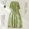 Party Dresses Green Chinese Qipao Summer Dress Women's Fashion Embroidery Temperament Mid Length Streetwear 2024