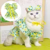 Maniche per abbigliamento per cani Abito per animali domestici Set da principessa con stampa Gonna leggera Copricapo per cani gatti Comodo ed elegante