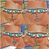 Anklets Vintage Starfish Pendant for Women 2023 Beach Stone Beads Anklet Bohemian Ankel Armband On Leg Summer Foot Jewelry Drop Deli Dhl1p