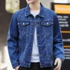 Retro Men Jacket Denim Hip Hop Solto Single-breasted Lg Manga Lapela Multi Bolsos Streetwear E79L #