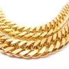 18K Solid Gold N28 Cuban Double Curb Chain Heavy Mens Gift Necklace 600mm 10 MM289J