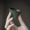 Cups Saucers 40ml Hand-painted Dark Green Triangle Small Tea Cup Set Handmade Ceramic Drinking Porcelain Single Drinkware