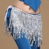 Jupes Sexy Belly Dance Couche Jupe Femmes Paillettes Chaîne Gland Ceinture Mini Robe Clubwear Latin Performance Hip Taille Glitter