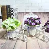 Декоративные цветы для дома, имитация цветка, поплавок, набор, тканая корзина для велосипеда, искусственный шелк, бриллиантовая роза