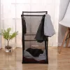 Baskets Mesh Folding Hamper Home Cloth Dirty Clothes Storage Basket Handle Bucket Black Grey Laundry Desktop Sundries Organize Basket