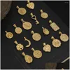 السحر Amet Magical Lucky Symbol Moon Key Coin Cross Cross Jewelry 18K Gold Gold Plated Feething Homps for Women Drop Deliver