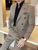 Korean Slim Fitt double breasted jacket mens clothing 2023 autumn casual business jacket office social wedding jacket 240327