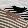 Clothing Sets 2024 Spring Autumn Kids Baby Girls Boys 2Pcs Clothes Set Striped Waffle Top Sweatshirt Solid Color Pants Black Brown Stripe