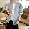 Men'S Jackets Male Jacket Japanese Streetwear Vintage Mens Clothing Chinese Linen For Men Clothes Kimono Drop Delivery Apparel Outerwe Dh5Xx