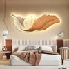 Wandlamp Creatieve LED Klok Woonkamer Slaapkamer Bed Hoofdbank Gang Decoratie Hangende afbeelding Geschilderde veer