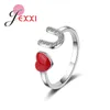 Anelli a grappolo in argento sterling 925 a forma di amore rosso con la lettera "U" Stile moda per ragazza Anello di apertura per fidanzata Surpreise