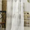 Cortinas branco cinza bordado gaze pura cozinha voile organza portas para quarto estudo cortina sala de estar tule 1pc