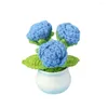 Decorative Flowers Knitted Flower Decor Home Office Realistic Potted Plant Handmade Crochet For Birthday