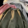 Suede Stof Truien Sweatshirts Mannen Baggy Effen Kleur Trendy Merk Tops Harajuku Streetwear Herfst Trui Shirt 240315